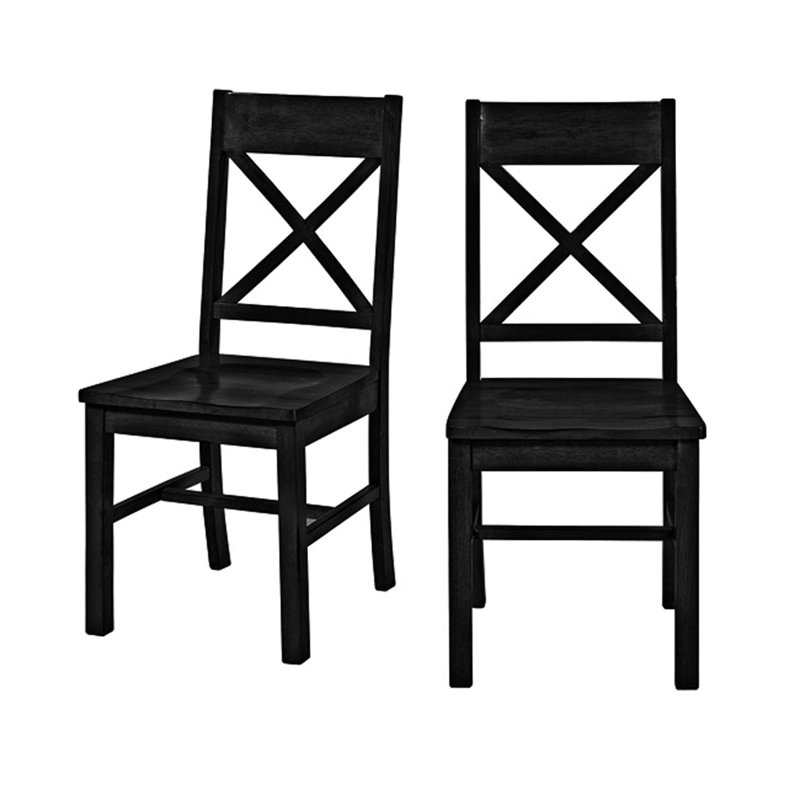 Alderwood Solid Wood Cross Back Side Chair, Black