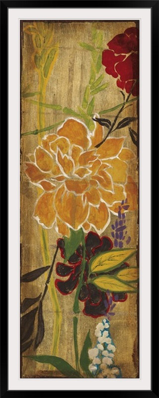 «Vivid Bouquet II» par Liz Jardine, reproduction d'art, H 44 po x l 20 po x P 1 po, Cadre noir