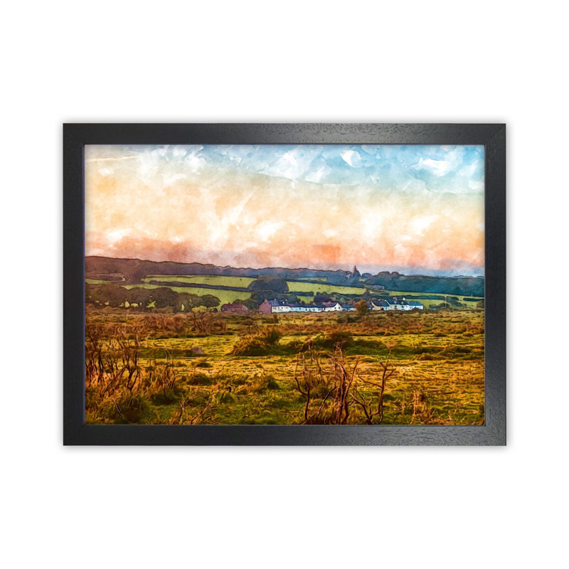 Looking Over Dartmoor Landscape - Print, Black Framed, 46cm H x 63cm W x 3cm D