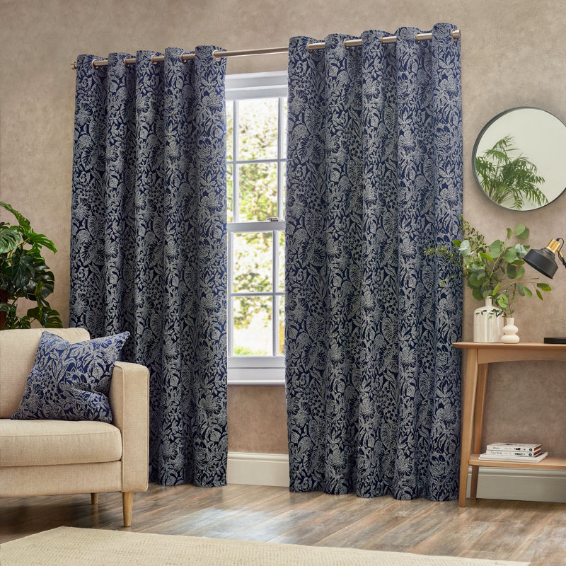 Bali Room Darkening Curtain Pair, Blue, 229 W x 183 D cm