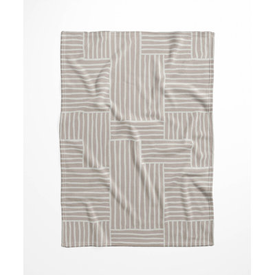 Grid Puz Taupe Velveteen Fleece Blanket