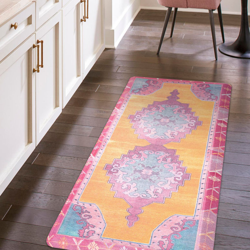 Devonda Modern Abstract Water Resistant Anti-Fatigue Non-Skid Kitchen Mat, Rectangle 2' x 5'