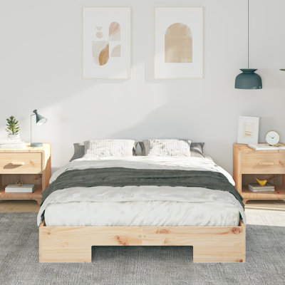 Floor Bed Frame With Storage Solid Pine Wood
