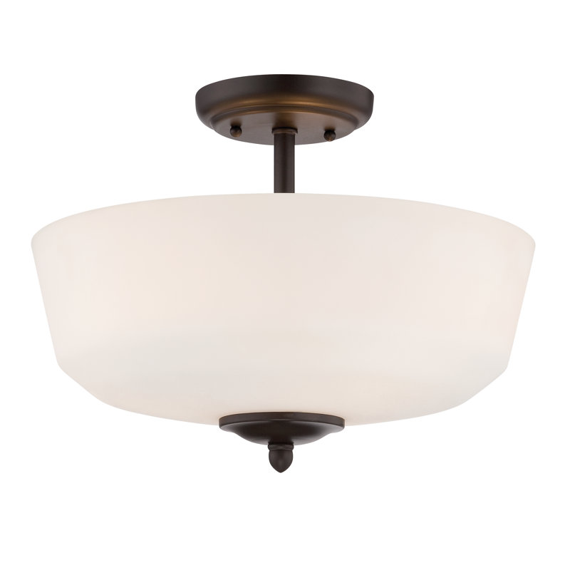 Plafonnier semi-encastré 3 lumières 16 po Aghaboy, Bronze huilé
