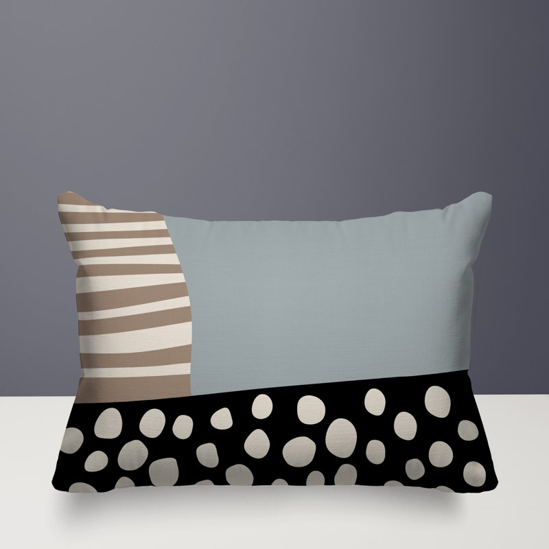 Oreiller rectangulaire réversible intérieur / extérieur Ekon, H 18 po x l 25 po, Gris / noir / blanc cassé