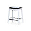 Tabouret de bar de 30 po, cuir blanc et noir, fabrication en bois franc massif, rehausse le style du tabouret de cuisine en finition, revêtement de siège en cuir, pour-513308137-513308055