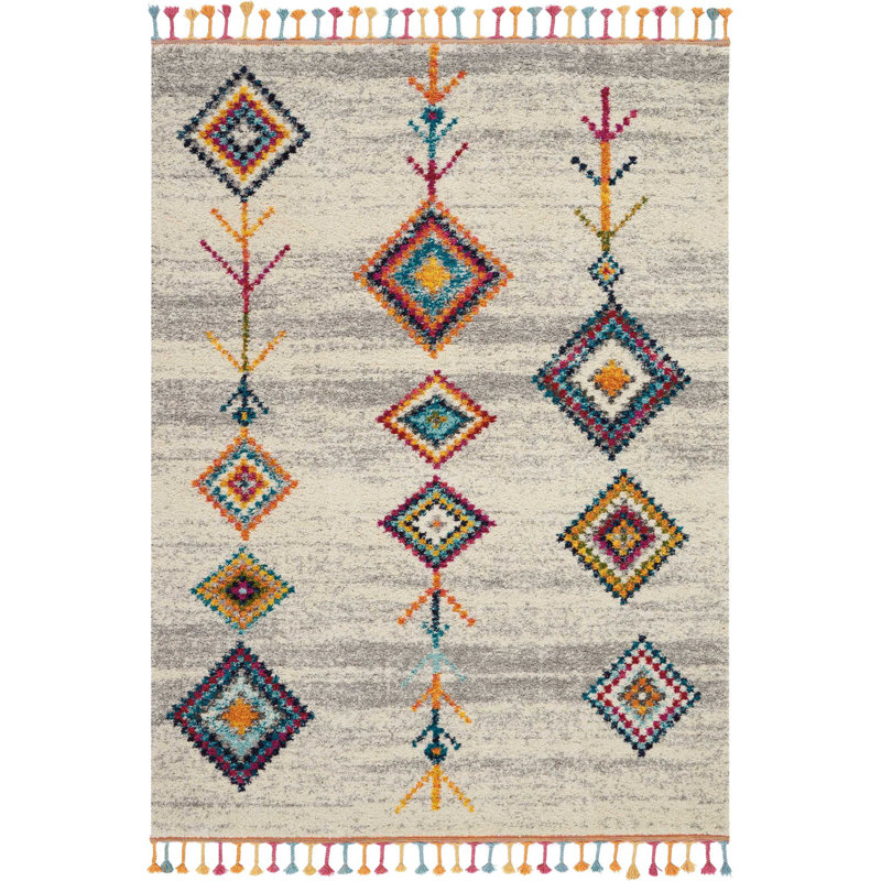 Tapis crème Lucina Tribal Bohemian, Rectangle 3 pi 11 po x 6 pi