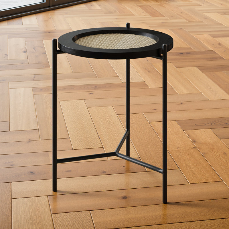 Peltz Solid Wood Top End Table, Black