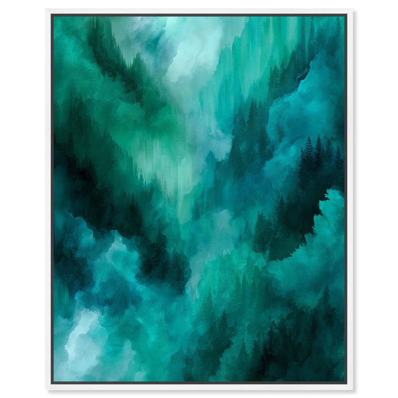 Toile texturée bleu sarcelle II, art abstrait bleu sarcelle , H 31 po x l 25 po, Cadre flottant blanc