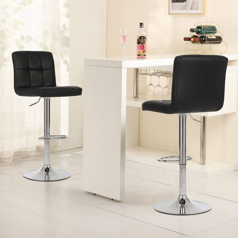 Adjustable Height Counter Stool with Metal Frame, Black