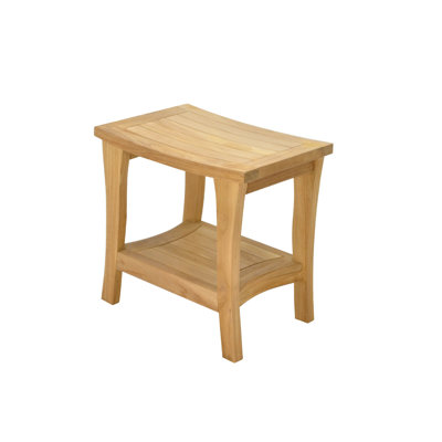 Spateak Grade-A Teak Wood Melbourne Shower Seat 18" Outdoor Patio Stool Bench