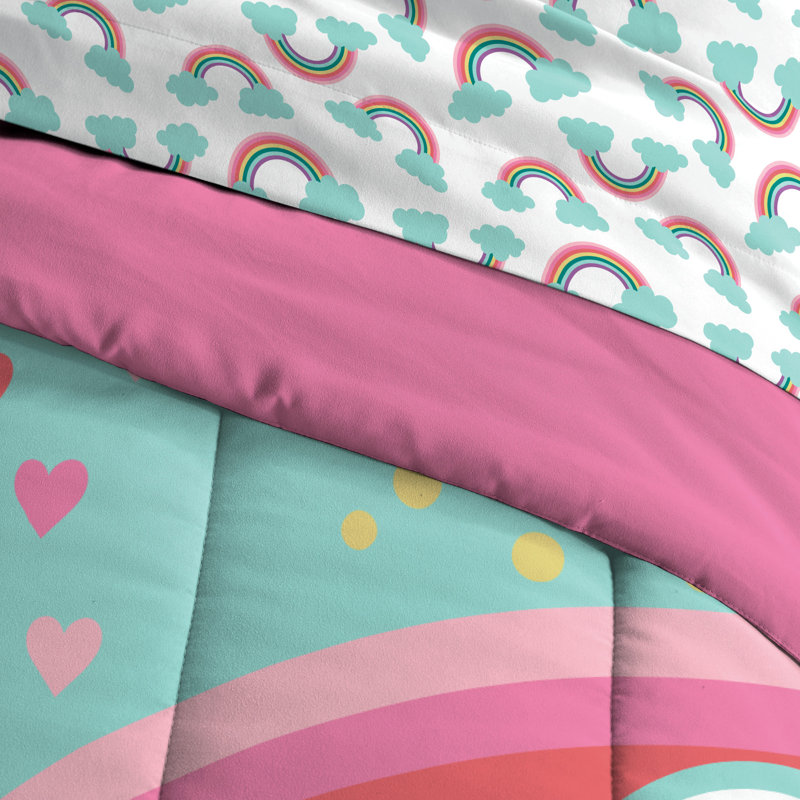 Twin Pink Microfiber Reversible Kids Bed in a Bag Set