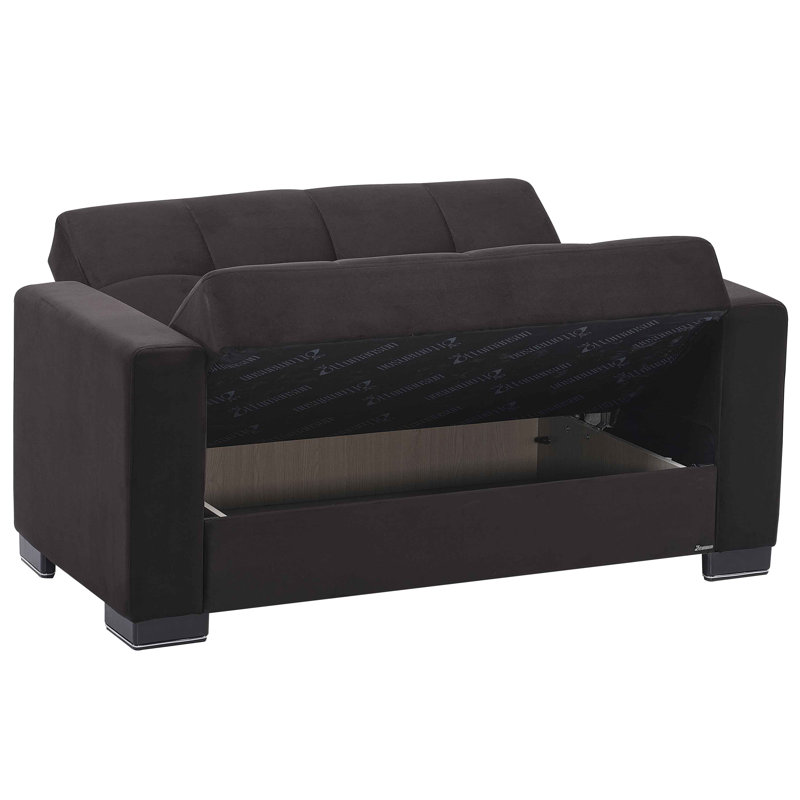 Canapé-lit 2 places 3 en 1 avec rangement Legacy, Microfibre noire