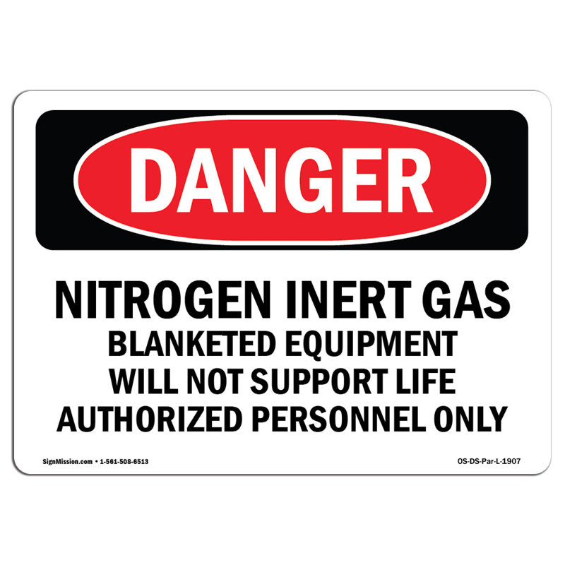 Enseigne d'équipement de gaz inerte azote, H 12 po x l 18 po x P 0,1 po