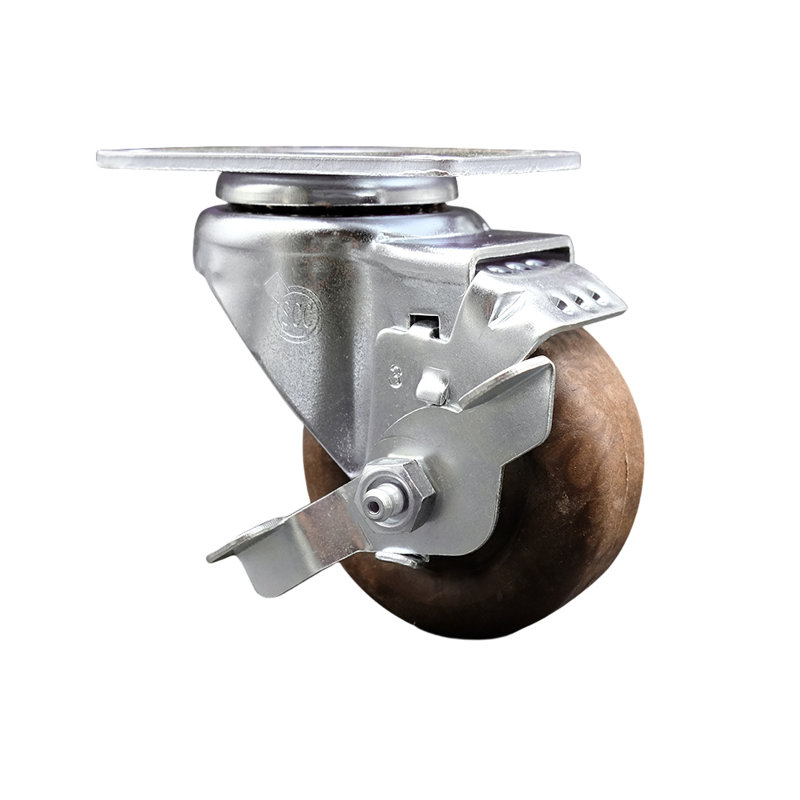 SS High Temp Glass Filled Nylon Swivel Top Plate Caster with Brake SCC