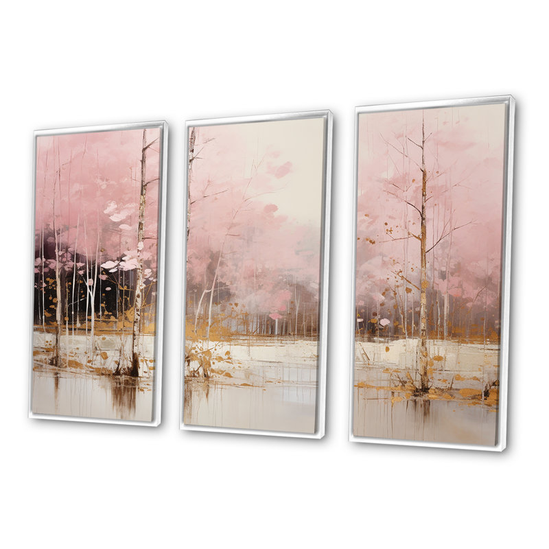 Delvalle - ensemble d'art mural forêt, Cadre flottant blanc, H 32 po x l 48 po x P 1 po