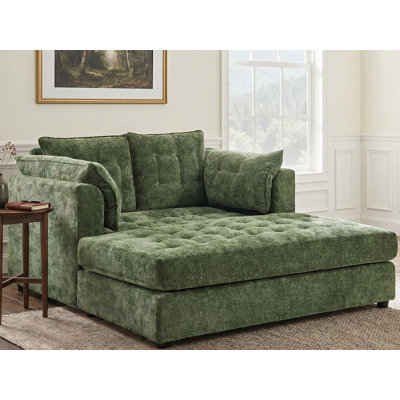 Chaise longue 54 po en chenille avec structure en bois massif