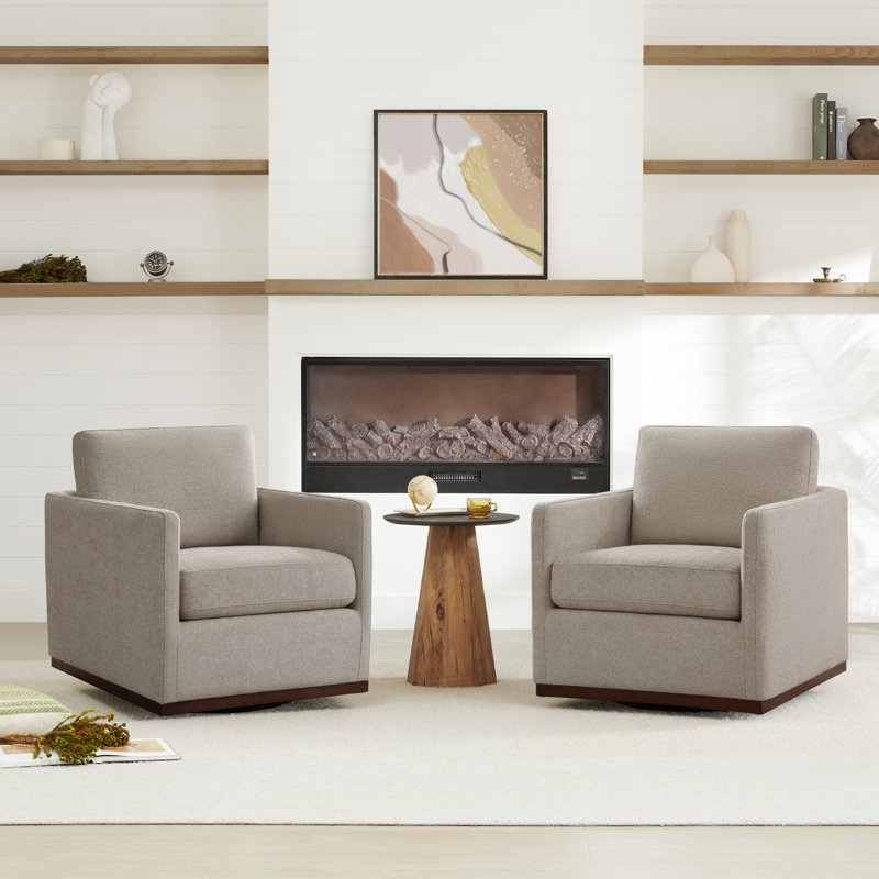 Benten Wide Swivel Arm Chair, Oatmeal