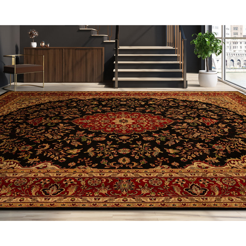 Tapis rectangulaire en laine noué à la main