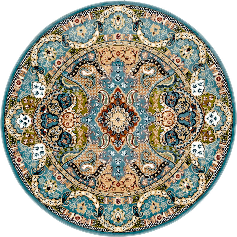 Tapis bleu marine / ivoire Eleanor, Rond 5 pi 3 po, Blue