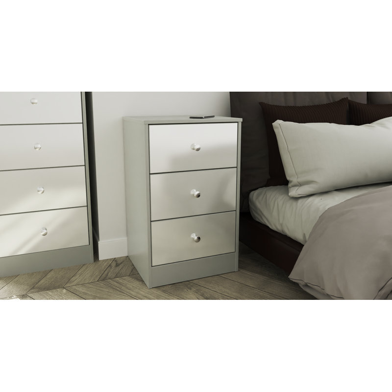 Fully Assembled Leoine Manufactured Wood Bedside Table, White/Grey