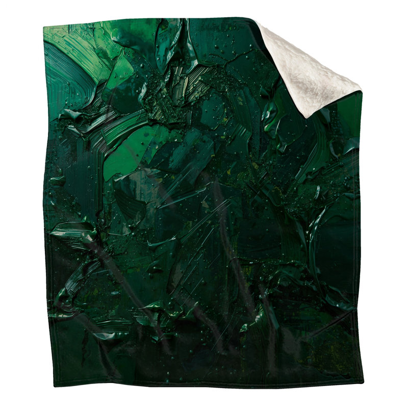 Textured Green Abstract Blankets, 60in W x 80in H