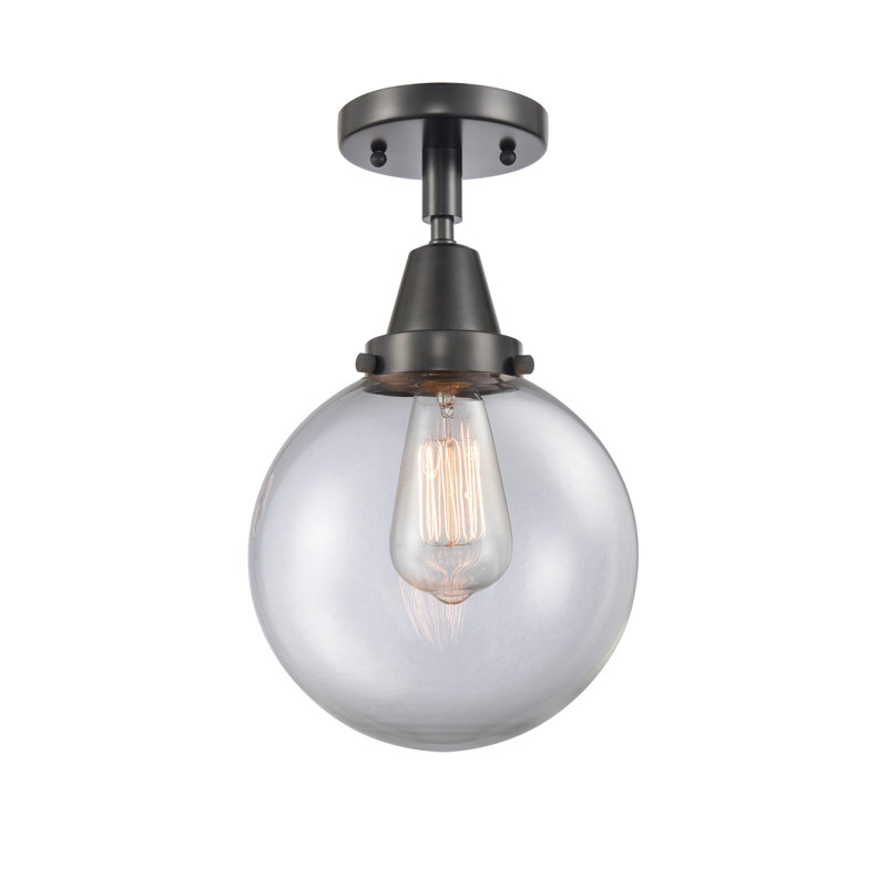 Amede Glass Flush Mount, 12.75" H x 8" W x 8" D, Clear, Matte Black