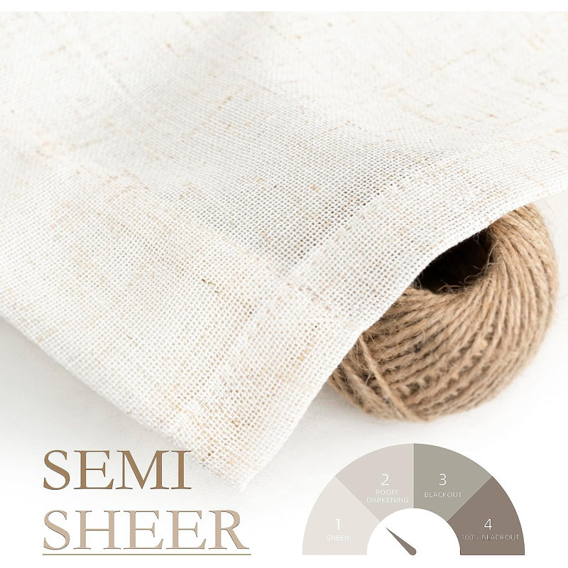 Schimmel Polyester Semi-Sheer Curtain, 50" W x 102" L, Light Linen