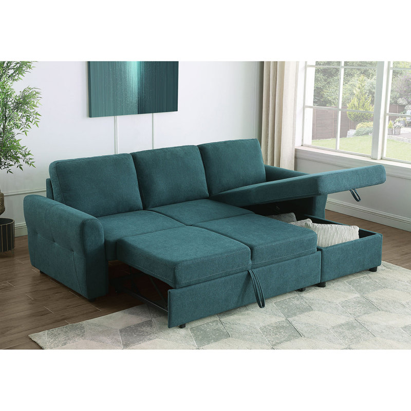 Canapé-lit modulaire avec rangement Kenna, Tissu sarcelle