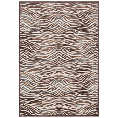 Tapis Doble en crème / brun