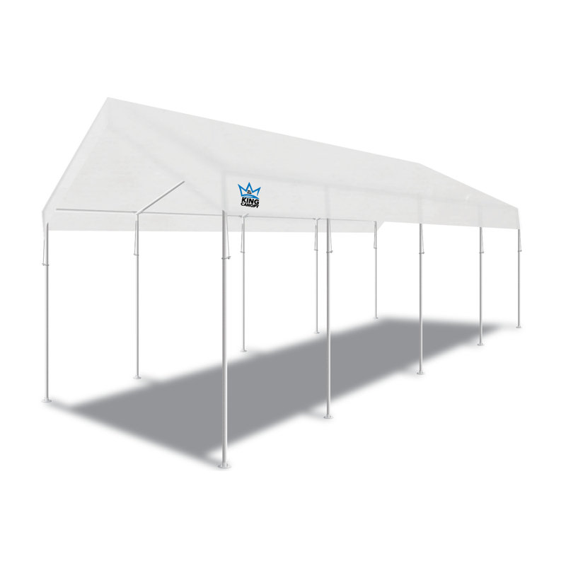 Extra Long White Fabric Canopy with Metal Frame