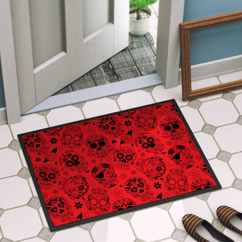 Tapis d'intérieur antidérapant, Rouge, Rectangulaire : 18 po x 27 po