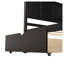 Lit plateforme simple avec tiroirs roulants et structure en bois massif au fini espresso