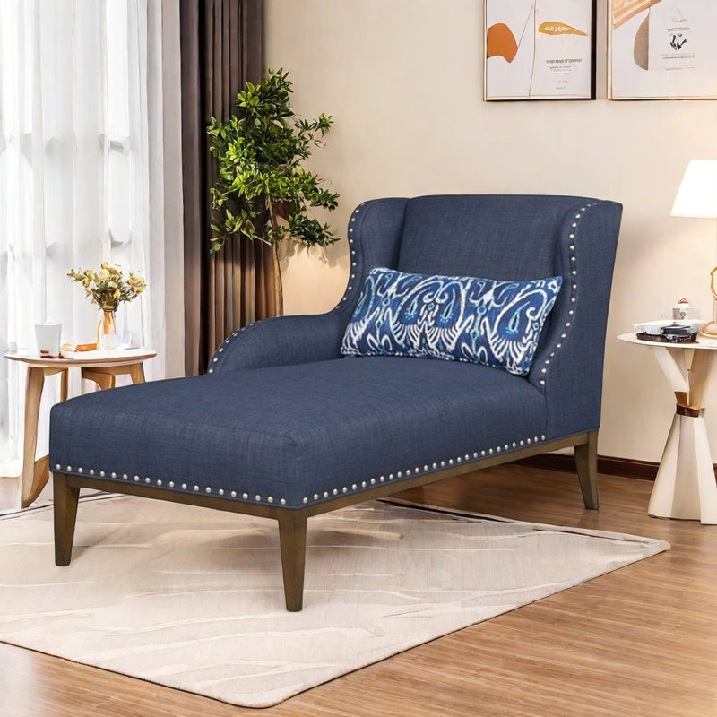 Chaise longue respirante avec cadre en bois massif, Orienté à droite