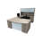 City View Executive U-Shape Bow Front Office Desk with Storage and Frosted Glass Accents, Grey Oak
