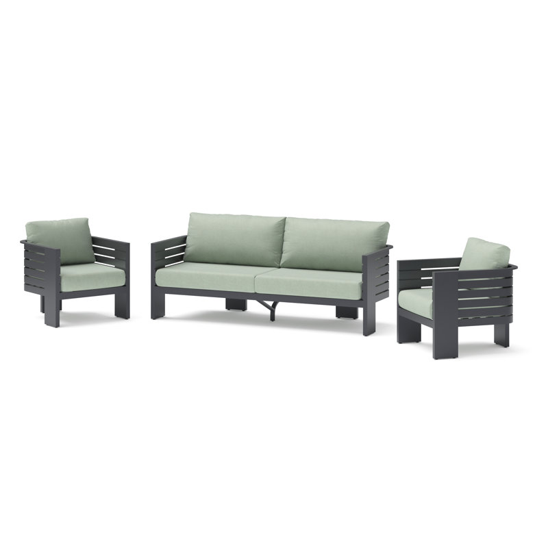 Ari 3 Piece Sunbrella® Outdoor Patio Seating Set - Cast Oasis, Canvas Oasis