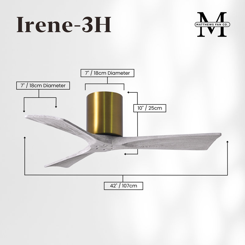Irene Ceiling Fan, Brushed Brass, Barn Wood Tone, 42"