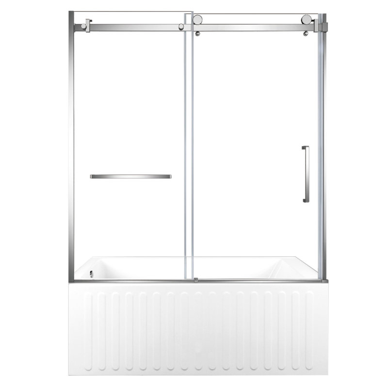 Kingston Brass 60-Inch Acrylic Rectangular 3-Wall Alcove Tub With Tub Door, Hand Drain, Left, Polished Chrome