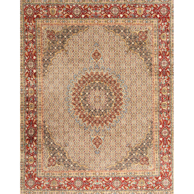 Laine orientale rouge/beige Sanjay Tapis décoratif, Rond 8 pi