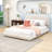 Teddy Fleece Upholstered Platform Bed with Curve-Shaped Design and Slats-856298116-856298112