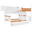 Lit superposé simple au-dessus d'un lit double avec bureau, tiroirs, tablettes, armoire et DEL blanc + orange, idéal pour les petits espaces et l'espace