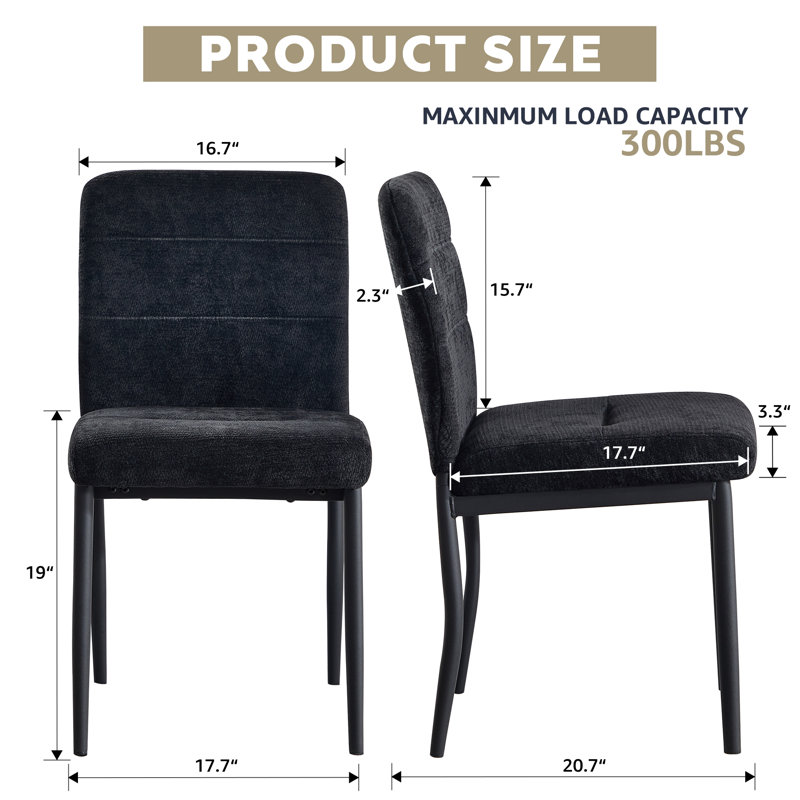 Chaise de salle à manger moderne avec pieds en métal, 4, Noir