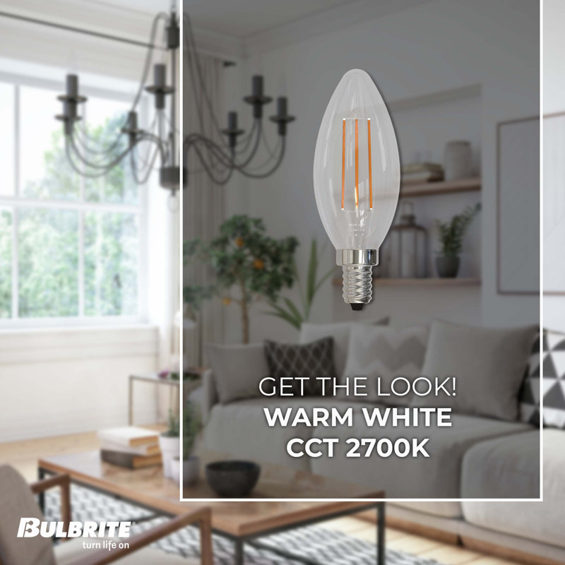 5 Watt Dimmable Clear Filament B11 Candelabra (E12) LED Bulb, 2700