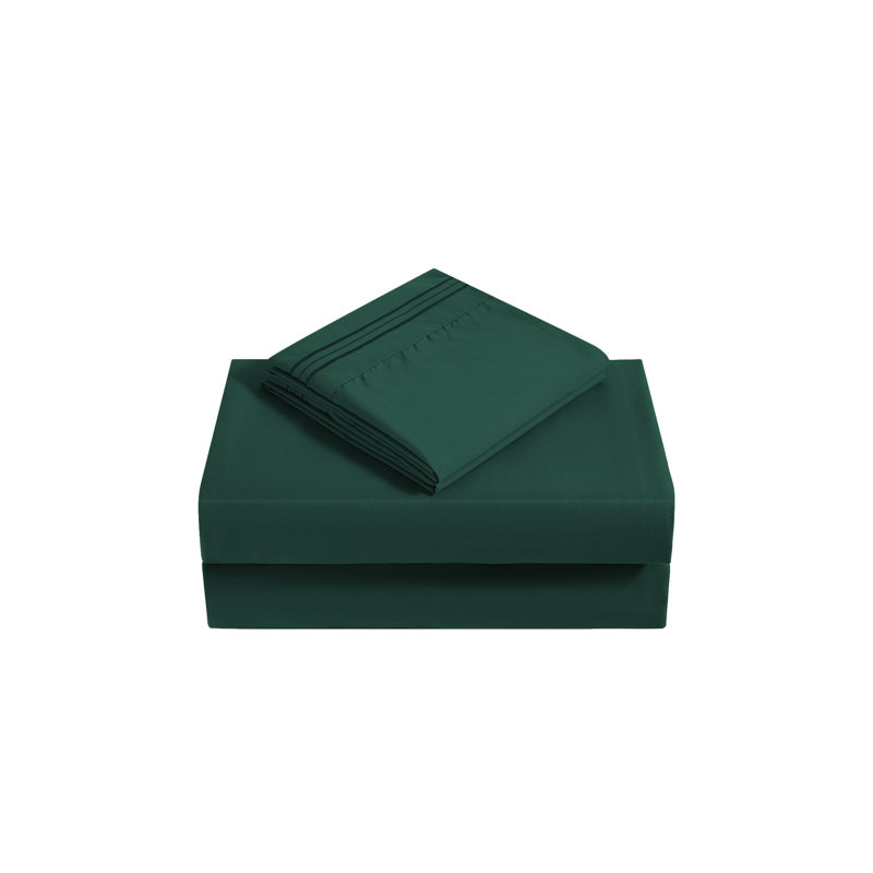 Ensemble de draps en rayonne , Émeraude, Ensemble de draps pour lit double TG + 1 drap-hous