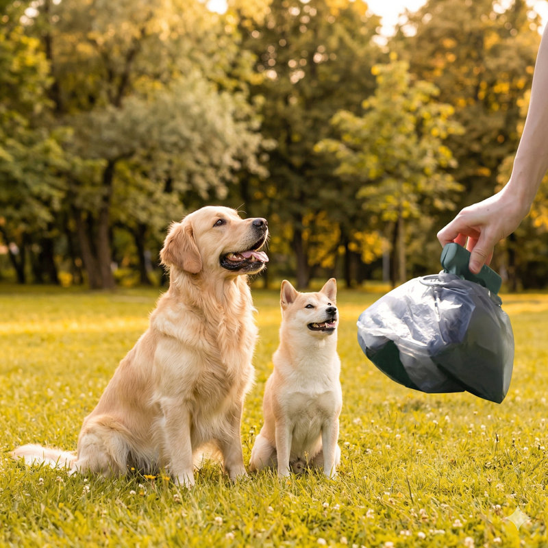 Dog Pooper Scooper pour petits et grands chiens, laisse réglable et accessoire pour sac, idéal pour la cour, les promenades, les voyages et le camping, vert