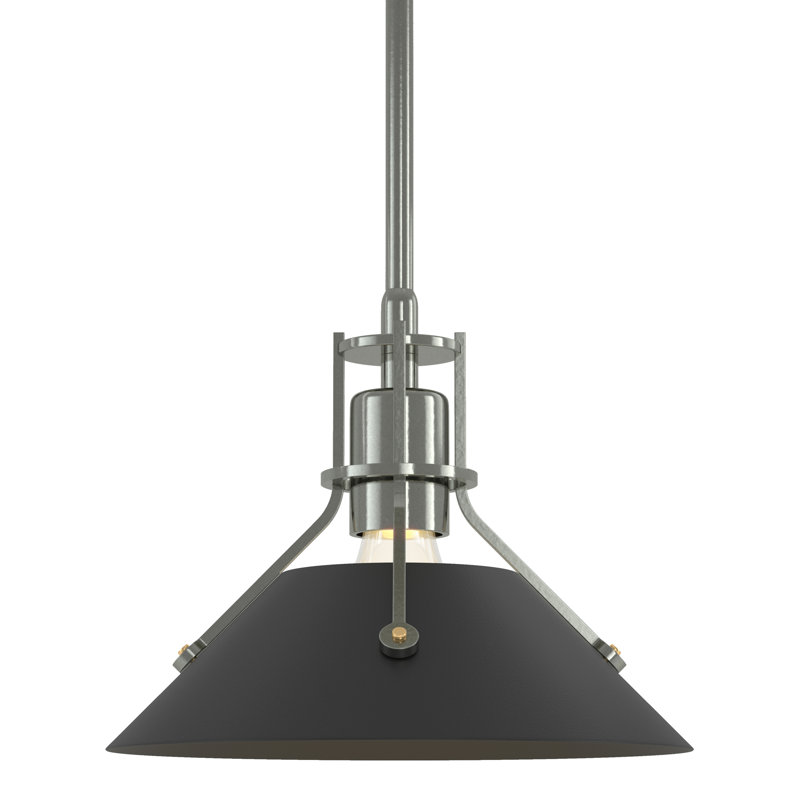Henry 1 - Light Single Cone Pendant, Sterling, Natural Iron, 54.7'' H X 9.2'' W X 9.2'' D