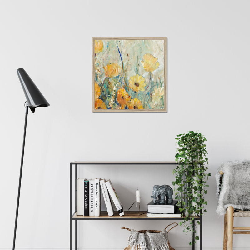 Floral Expression I by Timothy O' Toole - Painting, 55cm H x 55cm W, Natural Wood Framed Paper Print