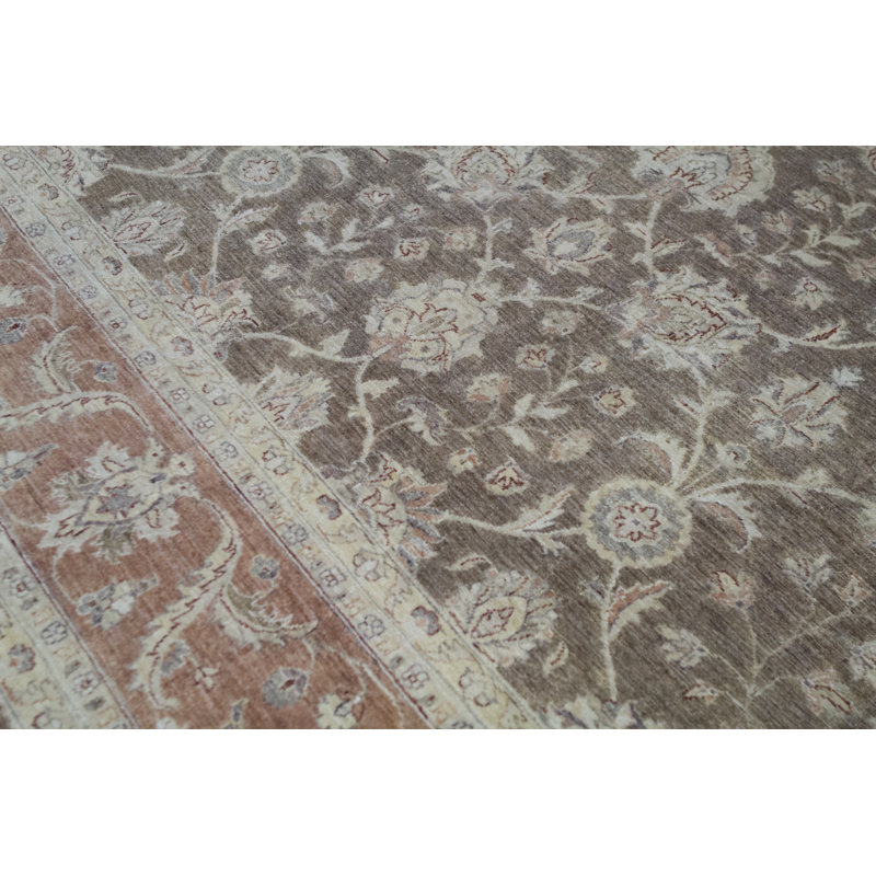 Tapis gris / ivoire / brun noué à la main de haute qualité