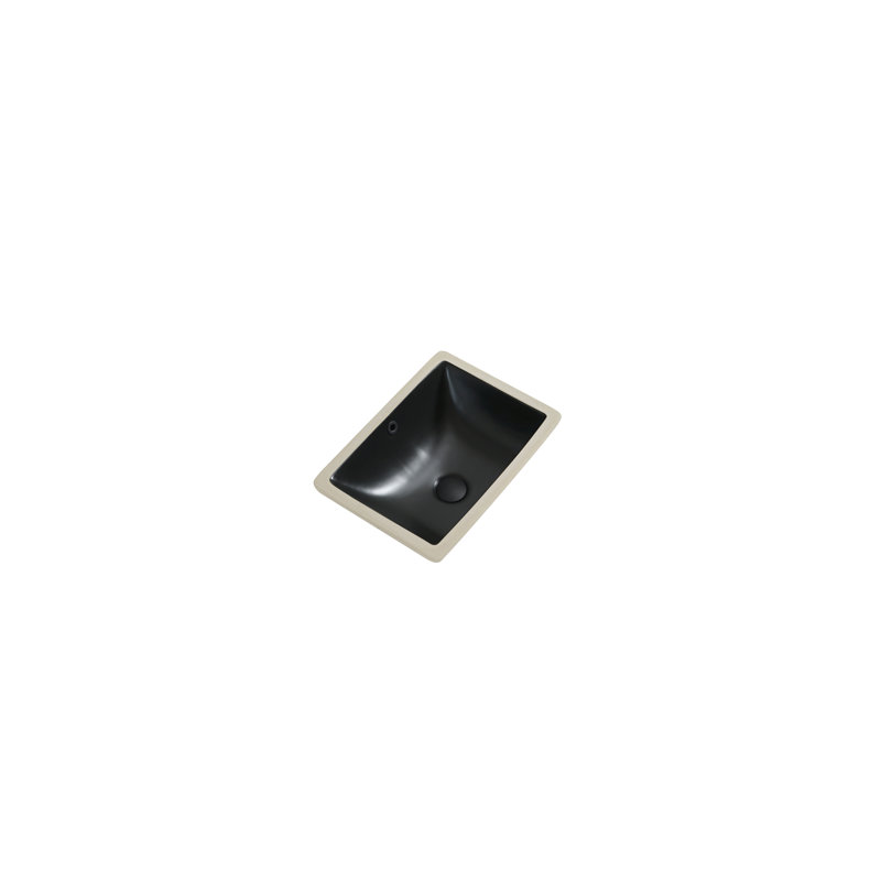 Lavabo de salle de bain rectangulaire encastré en céramique noir mat avec trop-plein Fazzi
