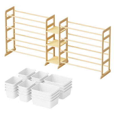 Organisateur de rangement pour jouets avec 3 tablettes et 24 bacs, bibliothèque pour enfants, étagère à jouets